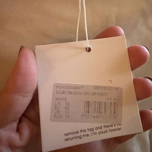 NWT Misguided White Scuba Bandeau Skater Dress Size 10 - Picture 5 of 5